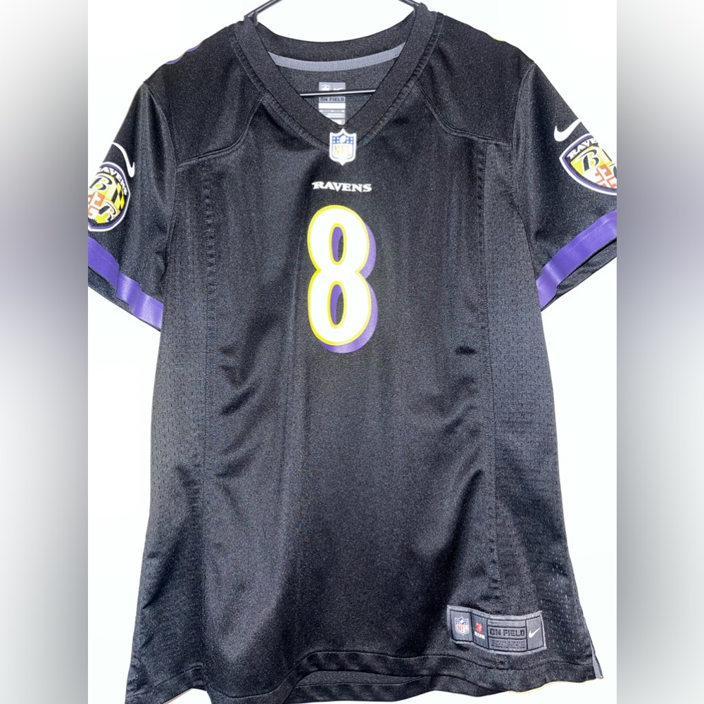 Nike Baltimore Ravens #8 Black Purple Football Jersey Tee